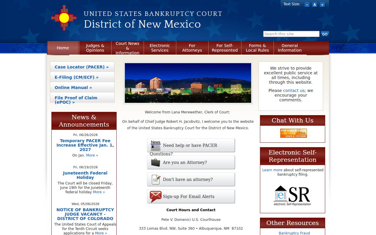 Chaves County civil docket United States Bankruptcy Court for New Mexico page