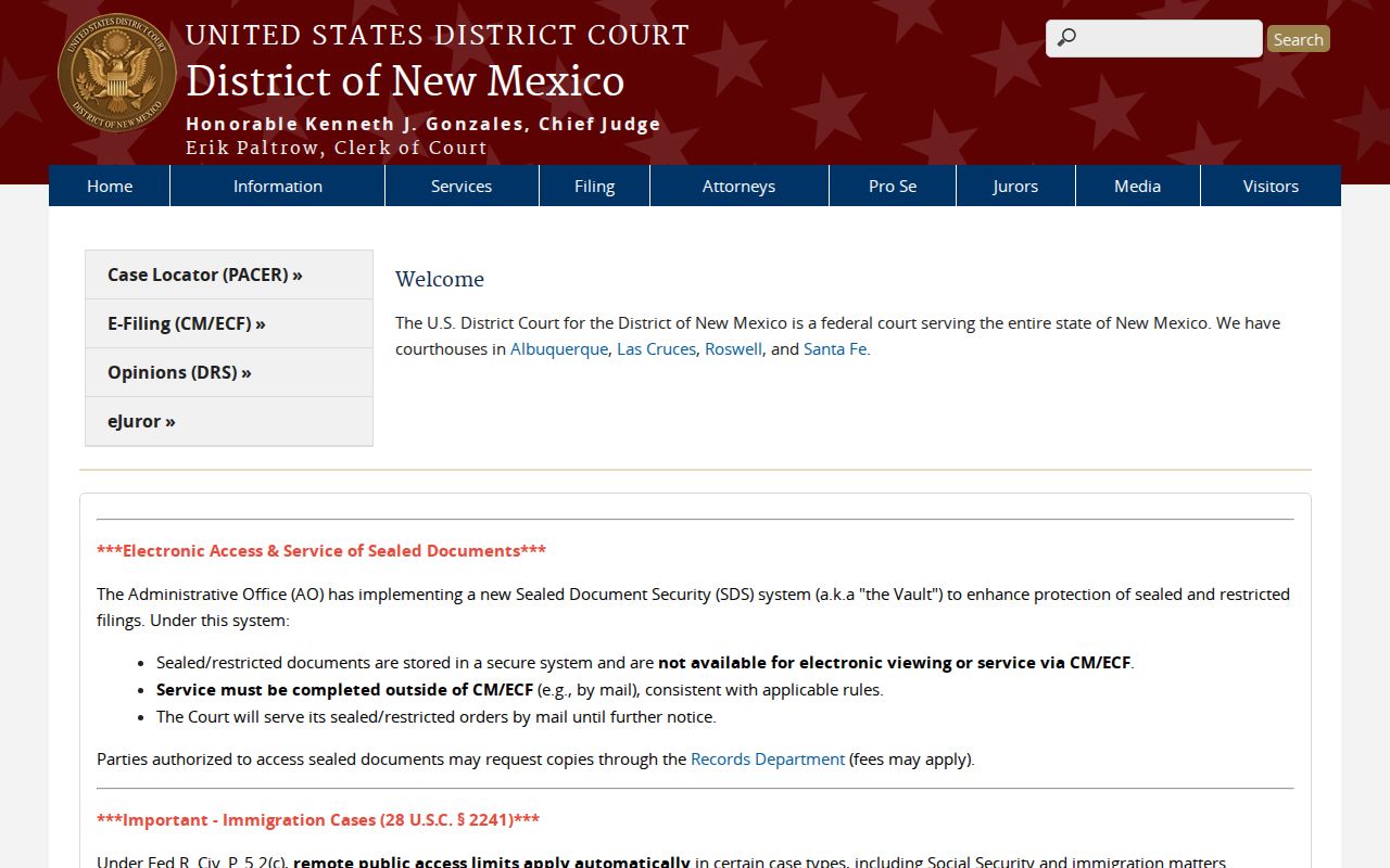 Chaves County criminal docket United States District Court for New Mexico page
